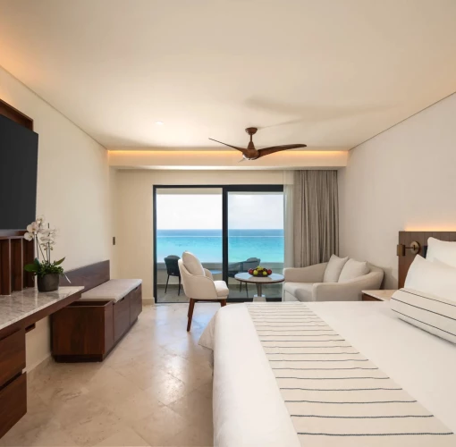 deluxe ocean view suite at Secrets Mirabel Cancun