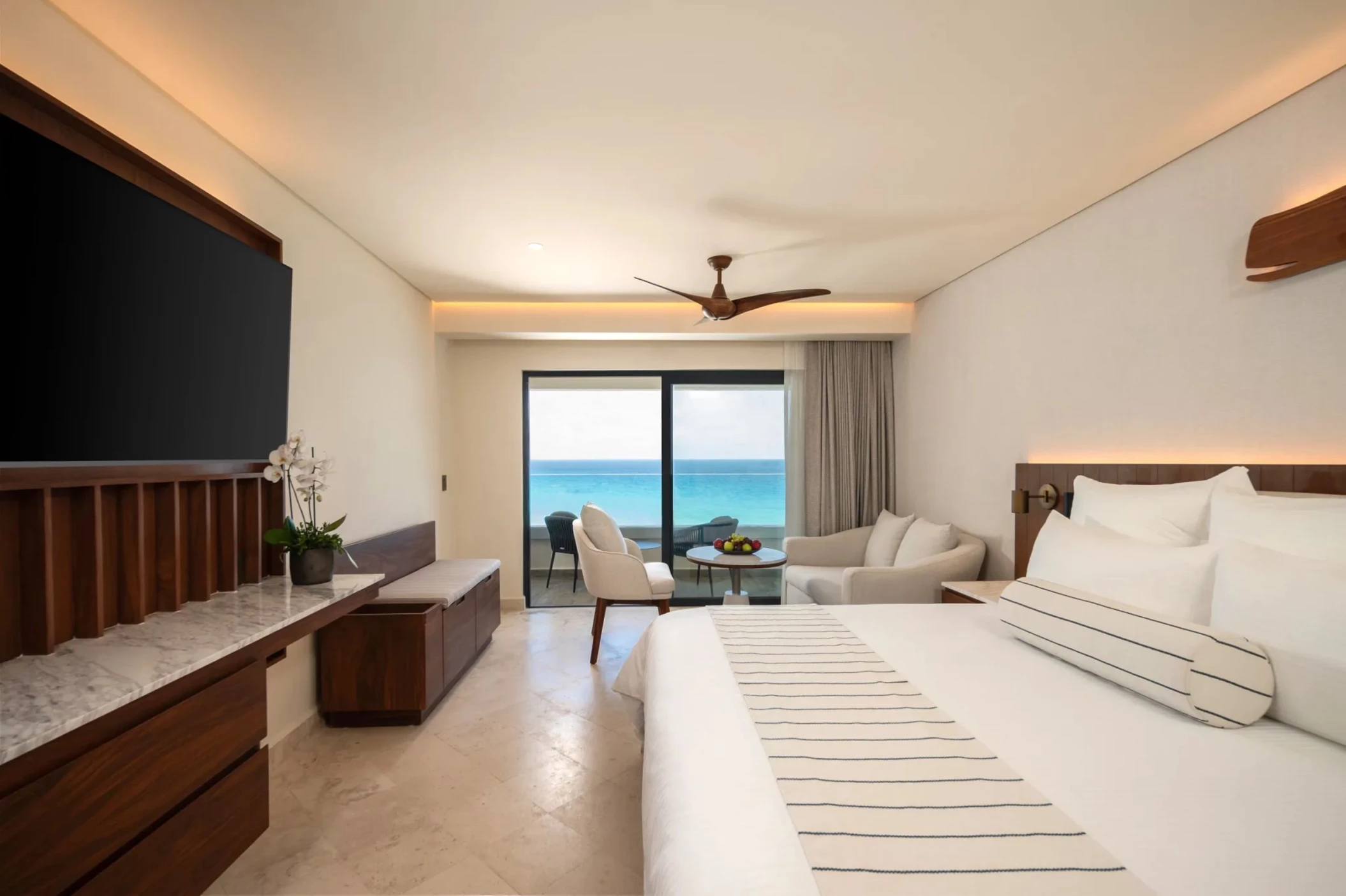 deluxe ocean view suite at Secrets Mirabel Cancun