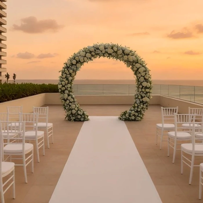 pool deck at secrets mirabel cancun