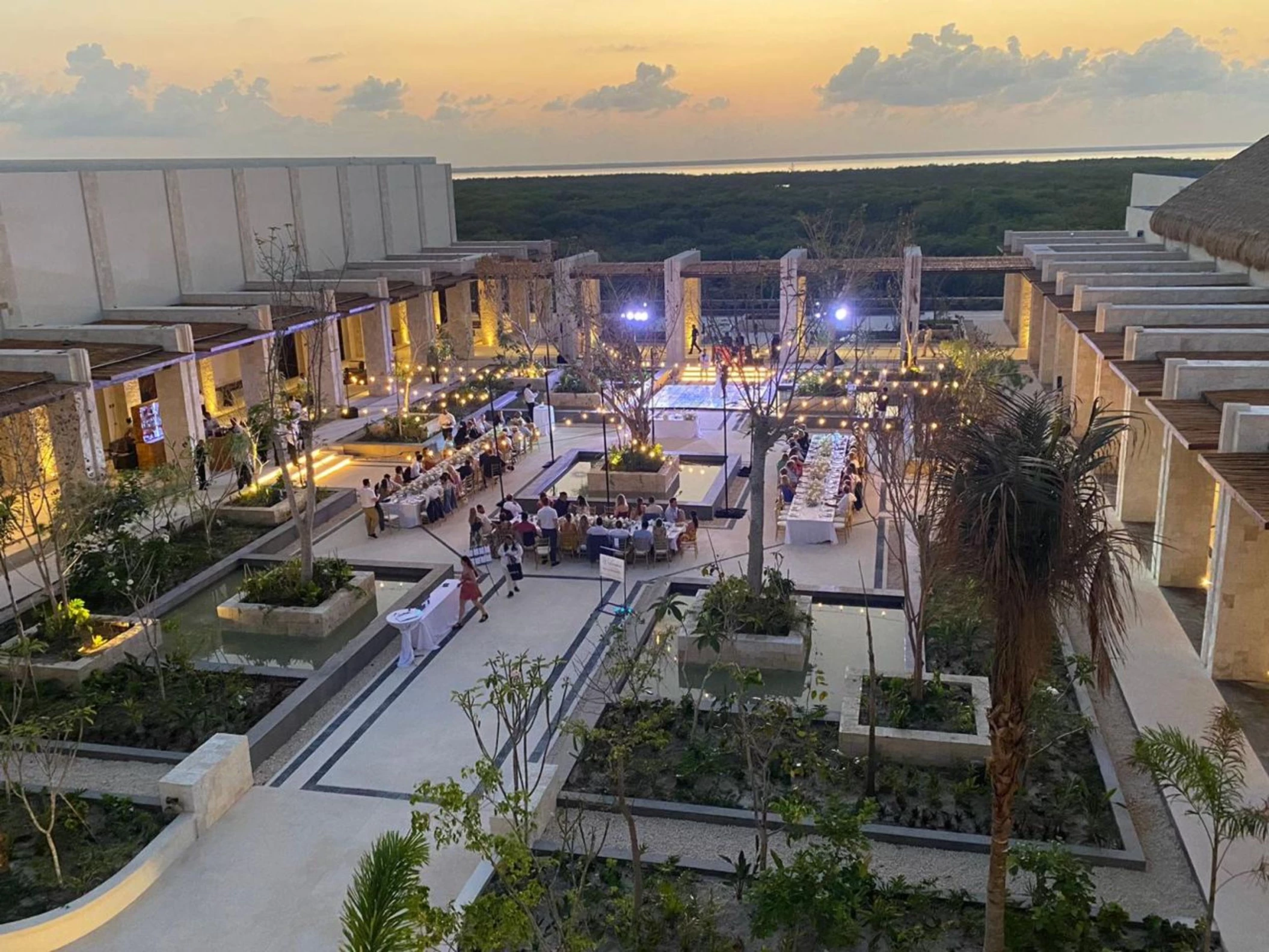 courtyard plaza at secrets playa blanca