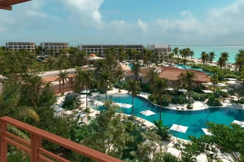 Preferred club pool aerial view at Secrets Playa Blanca Resort