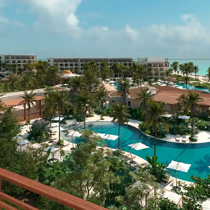 Preferred club pool aerial view at Secrets Playa Blanca Resort