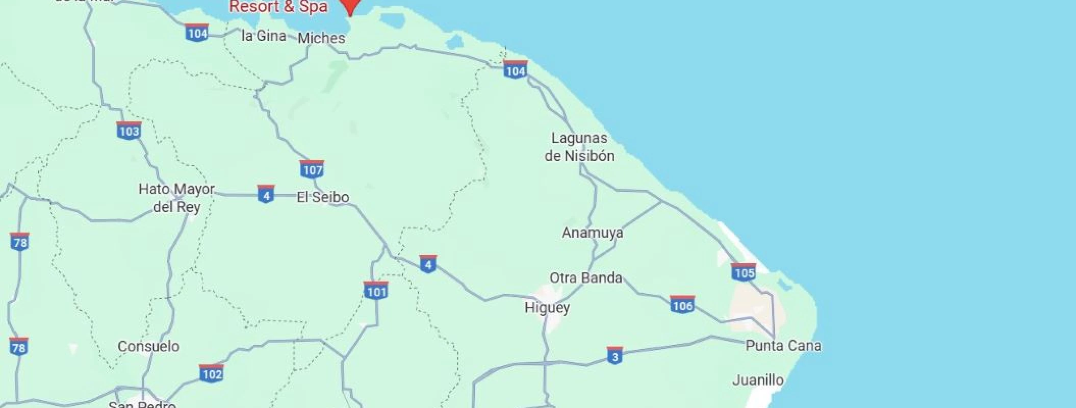 map showing location of secrets playa esmeralda in the dominican republic