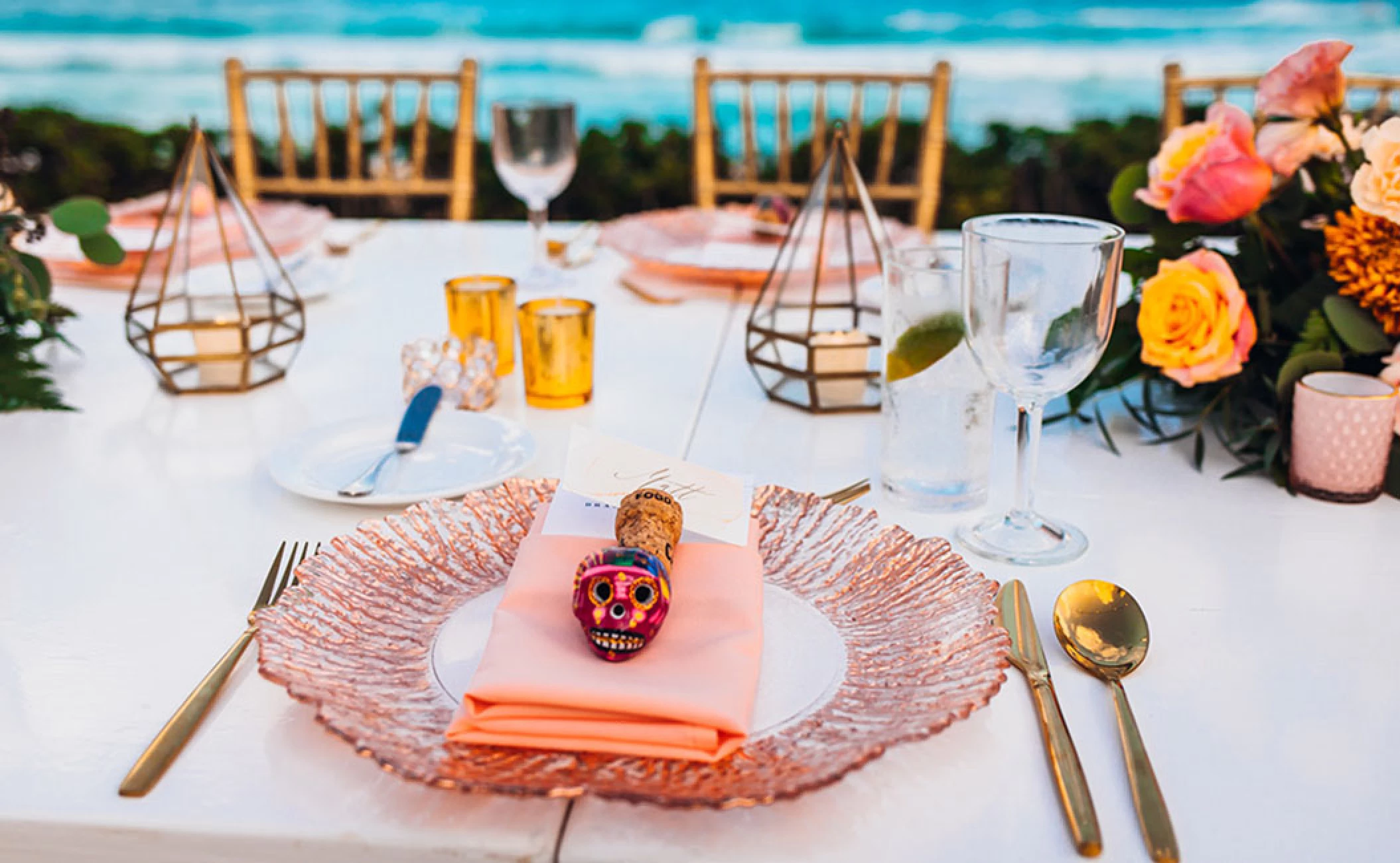 Decor Detail at Gazebo Terrace wedding venue at Secrets The Vine Cancun.