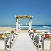 Beach Wedding setup at Secrets The Vine Cancun.