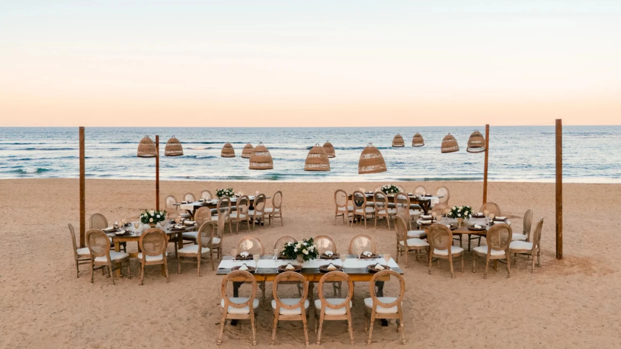 beach venue reception setup at Secrets Tides Punta Cana