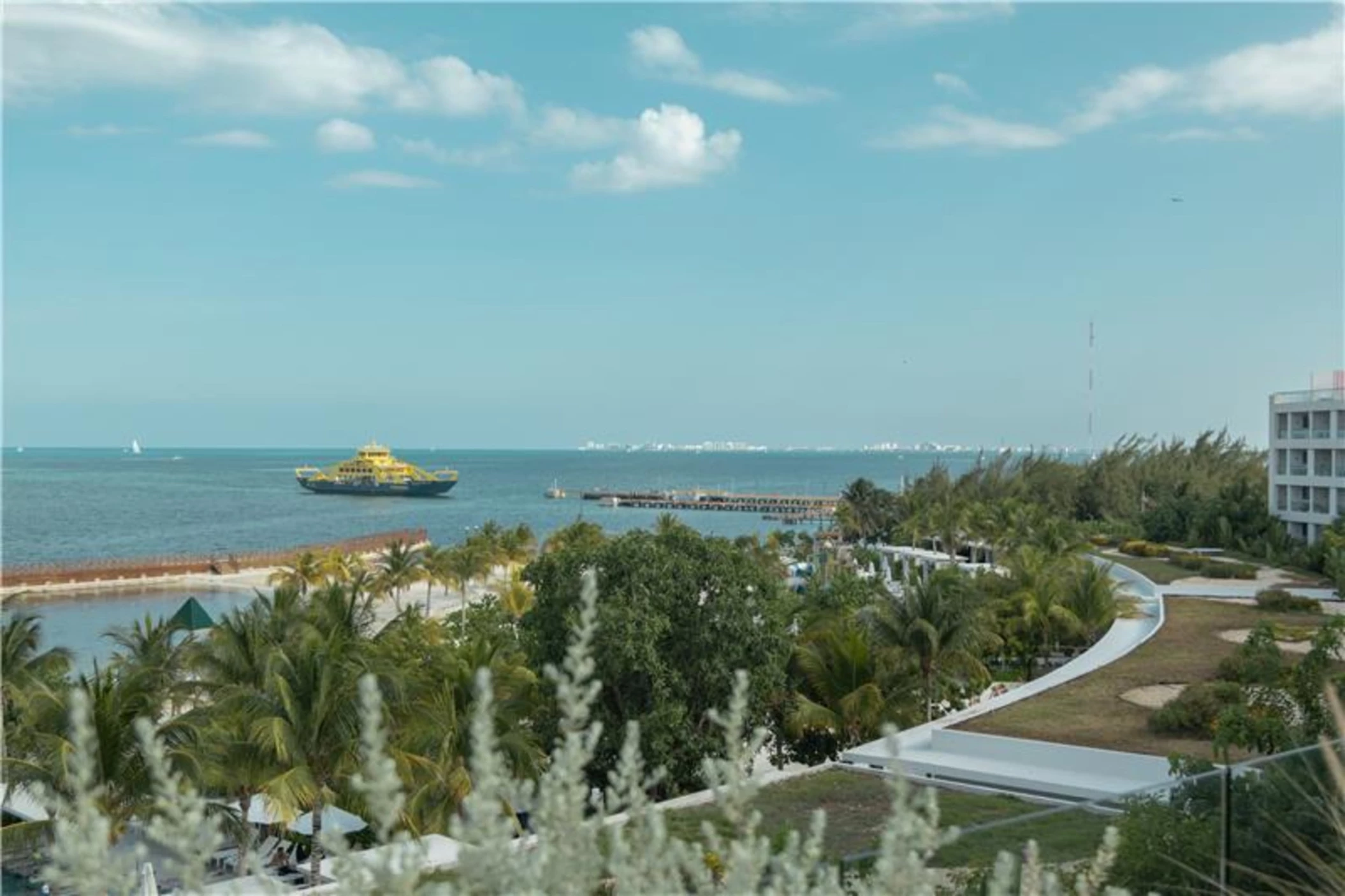 view from sky rooftop wedding ceremony venue at sls playa mujeres