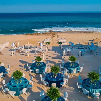 Ocean front deck wedding venue at Solaz Los Cabos