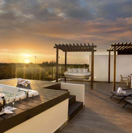 terrace of two bedroom penthouse at The Fives Beach Hotel & Residences