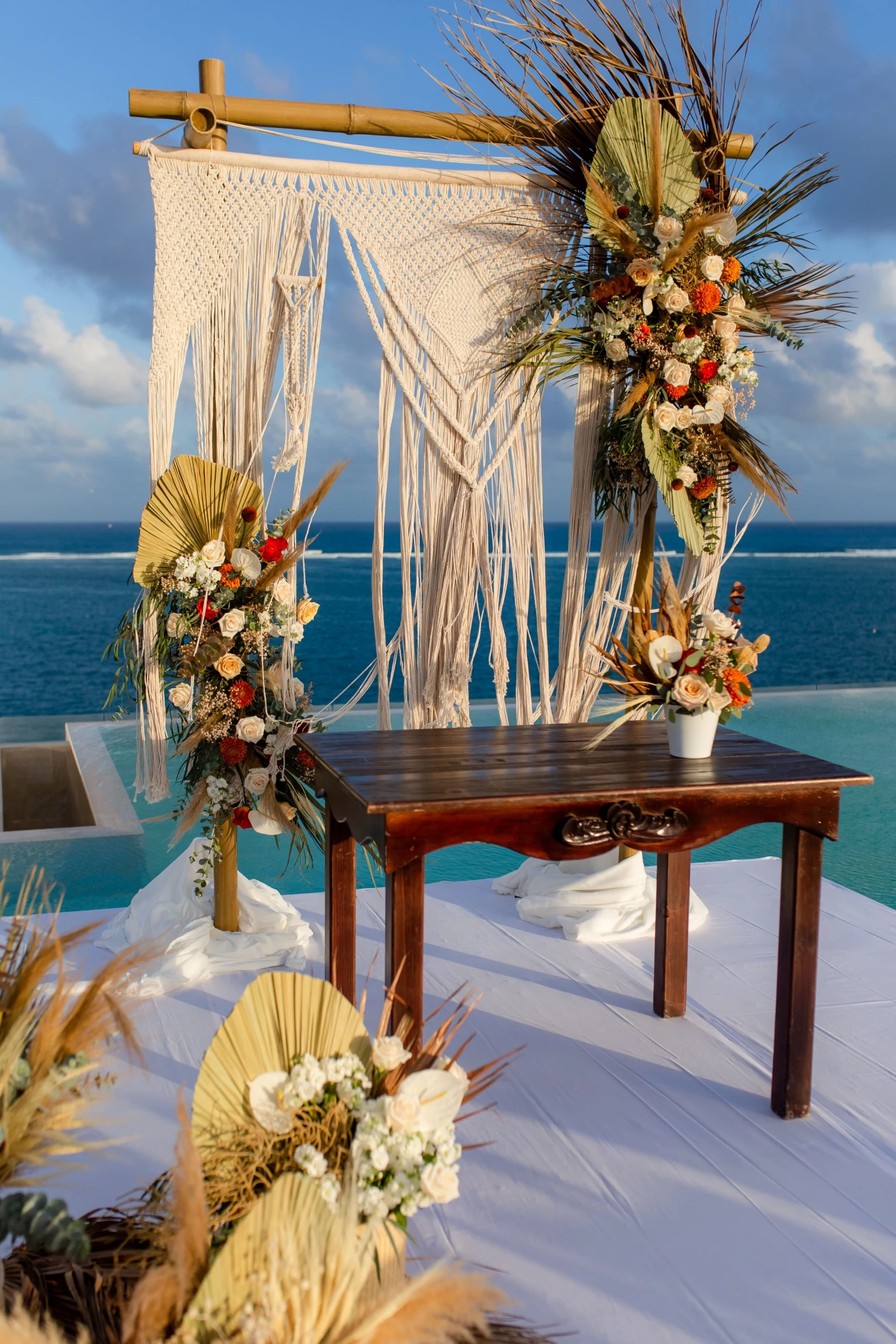 the fives oceanfront wedding ceremony setup