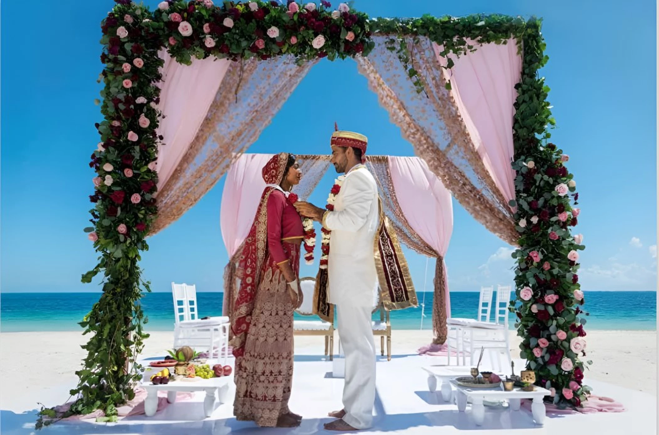 South Asian wedding on the beach at TRS Coral