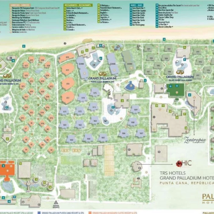 hotel map of the Grand Palladium complex in Punta Cana