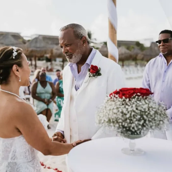 Wedding ceremony on the beach at Valentin Imperial Riviera Maya