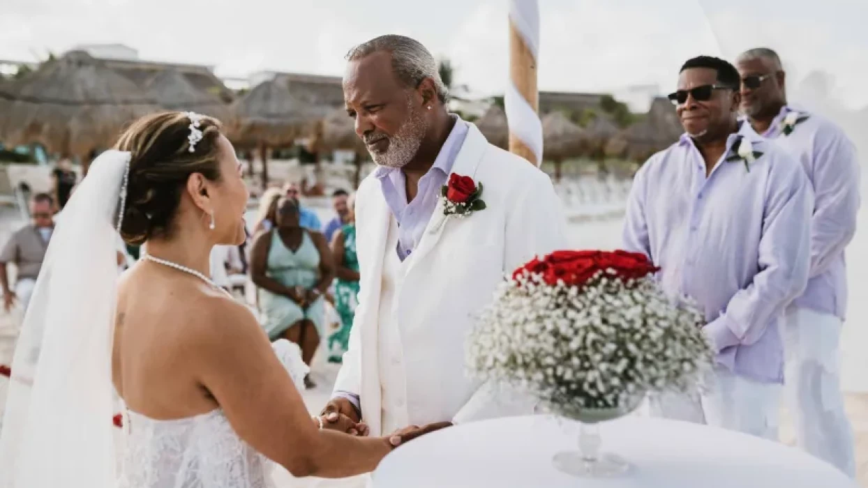 Wedding ceremony on the beach at Valentin Imperial Riviera Maya