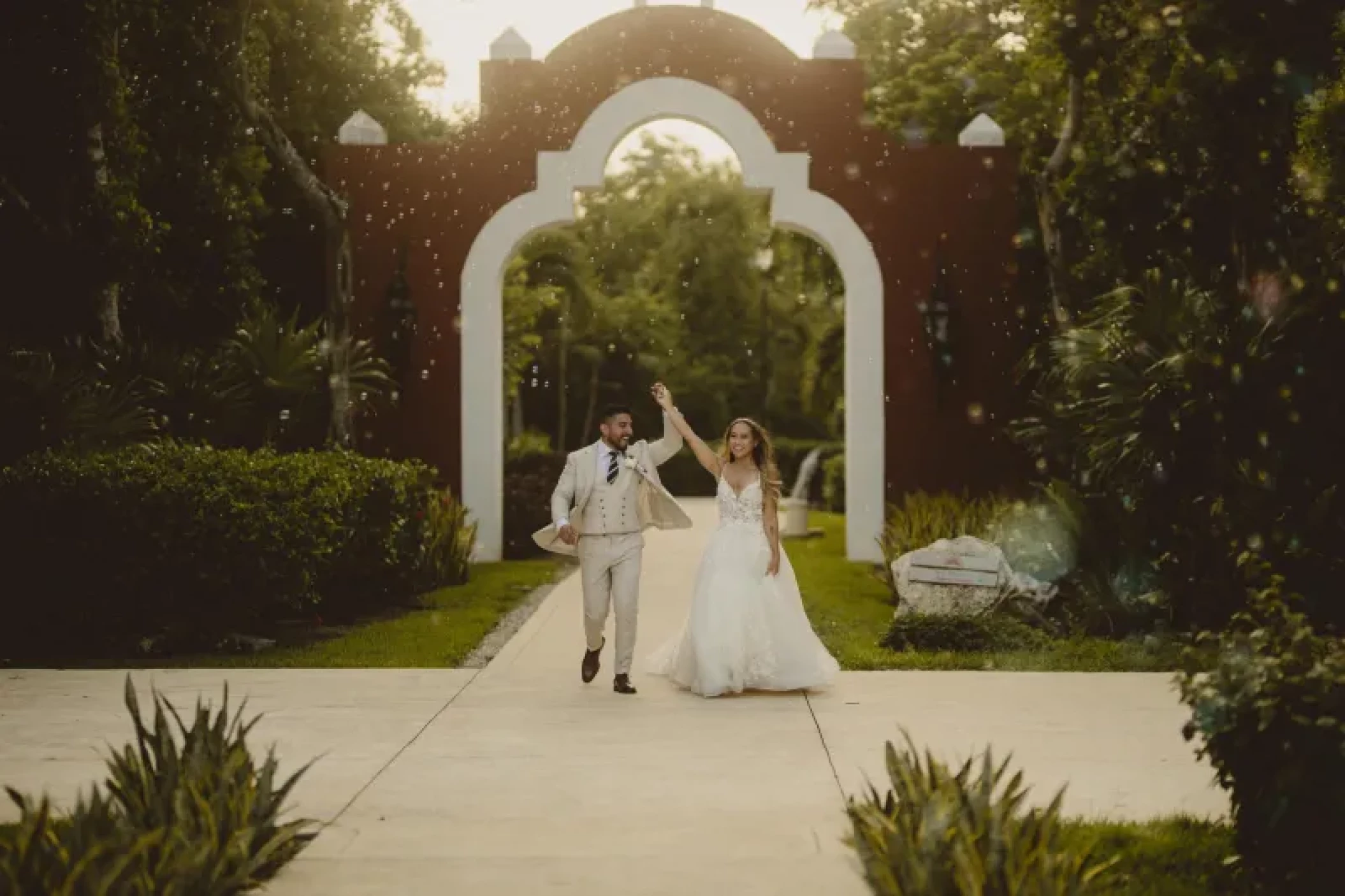 Couple entrance to reception at Valentin Imperial Maya Resort.