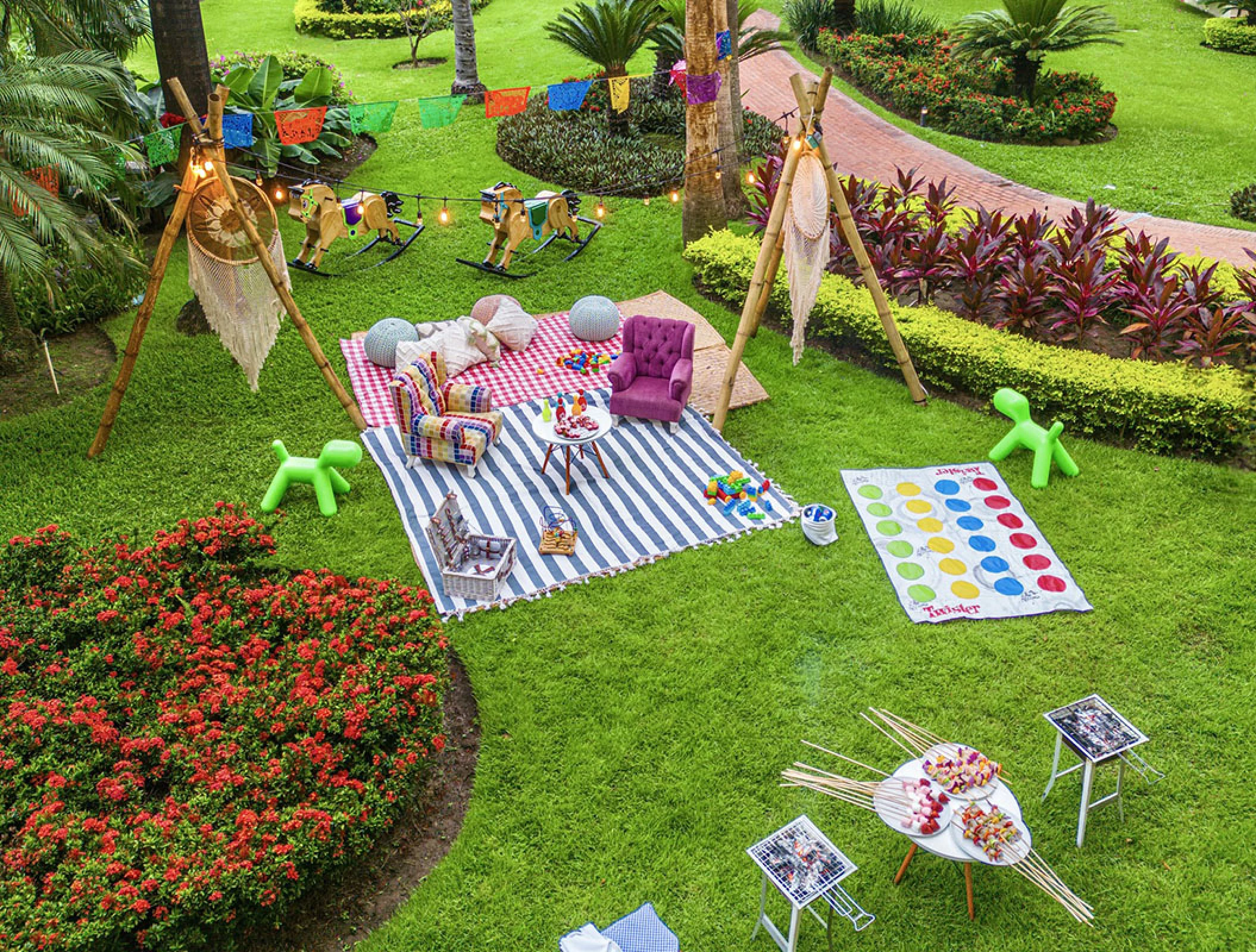 Family picnic setup at Velas Vallarta