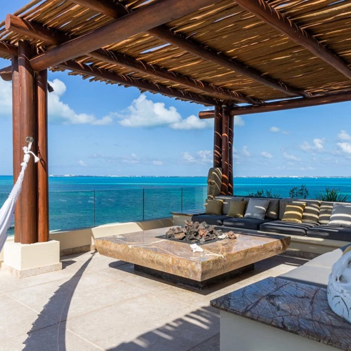 private terrace with hammock at the grand penthouse at Villa del Palmar Cancun