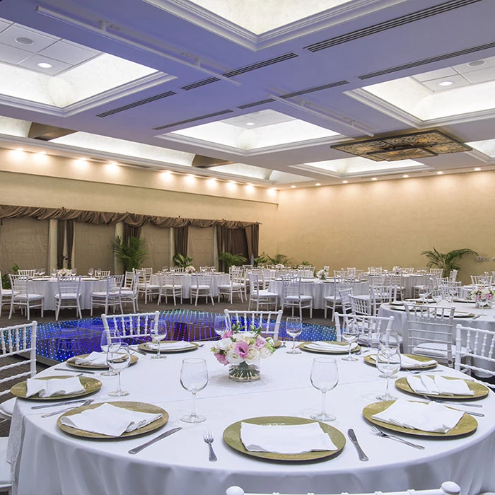 Ballroom with wedding reception decor at Villa La Estancia Riviera Nayarit