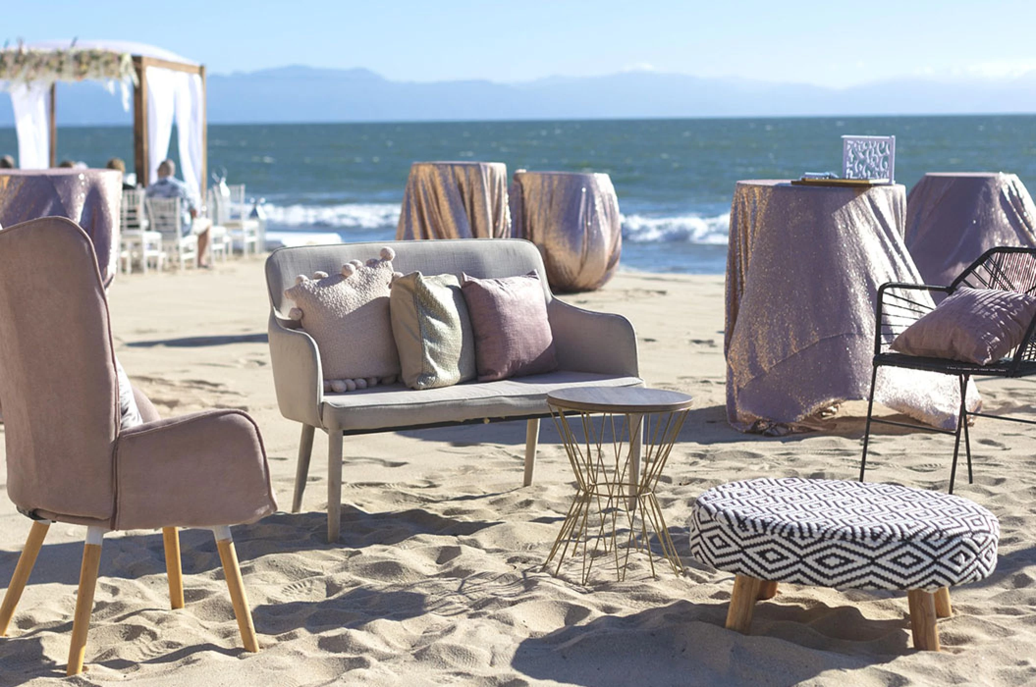 cocktail setup at the beach in Villa La Estancia Riviera Nayarit