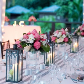 boudreau terrace wedding reception setup at Zoetry Marigot Bay St. Lucia