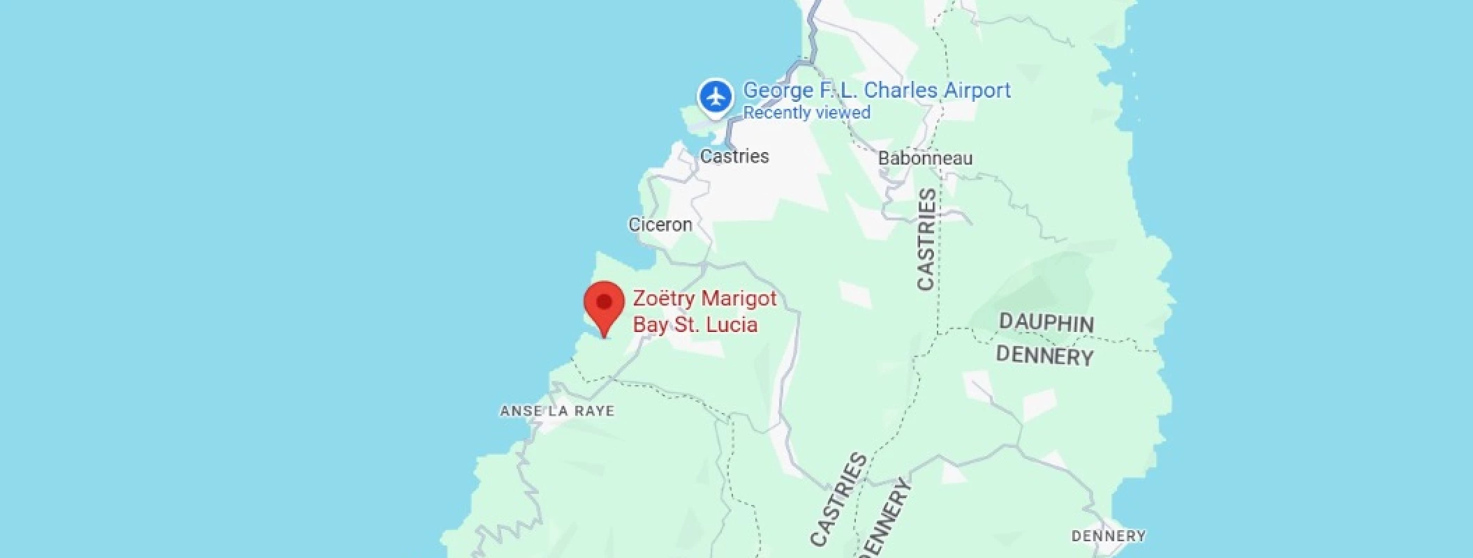 map showing location of Zoetry Marigot Bay in St. Lucia