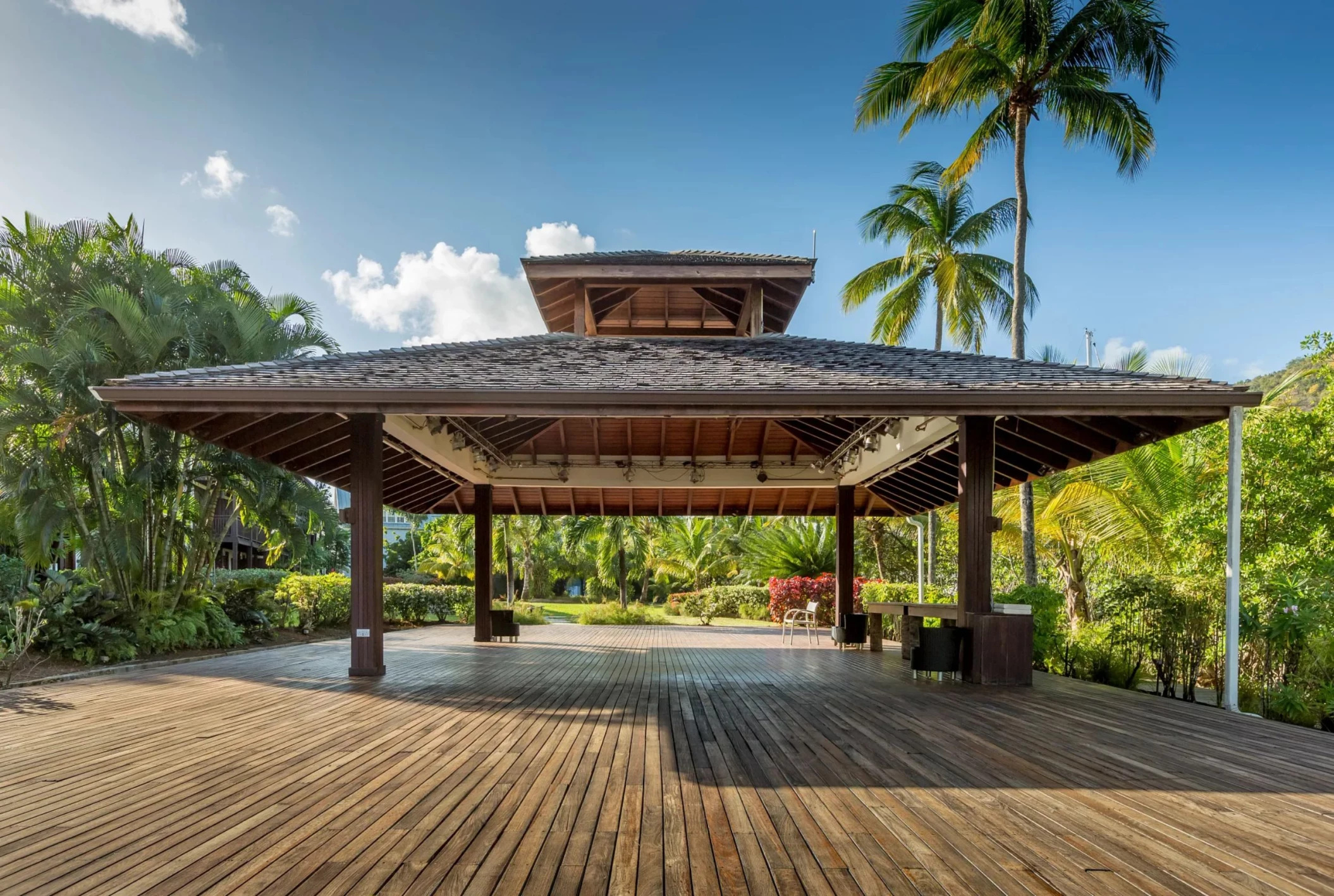 palm pavilion deck at Zoetry Marigot Bay St. Lucia