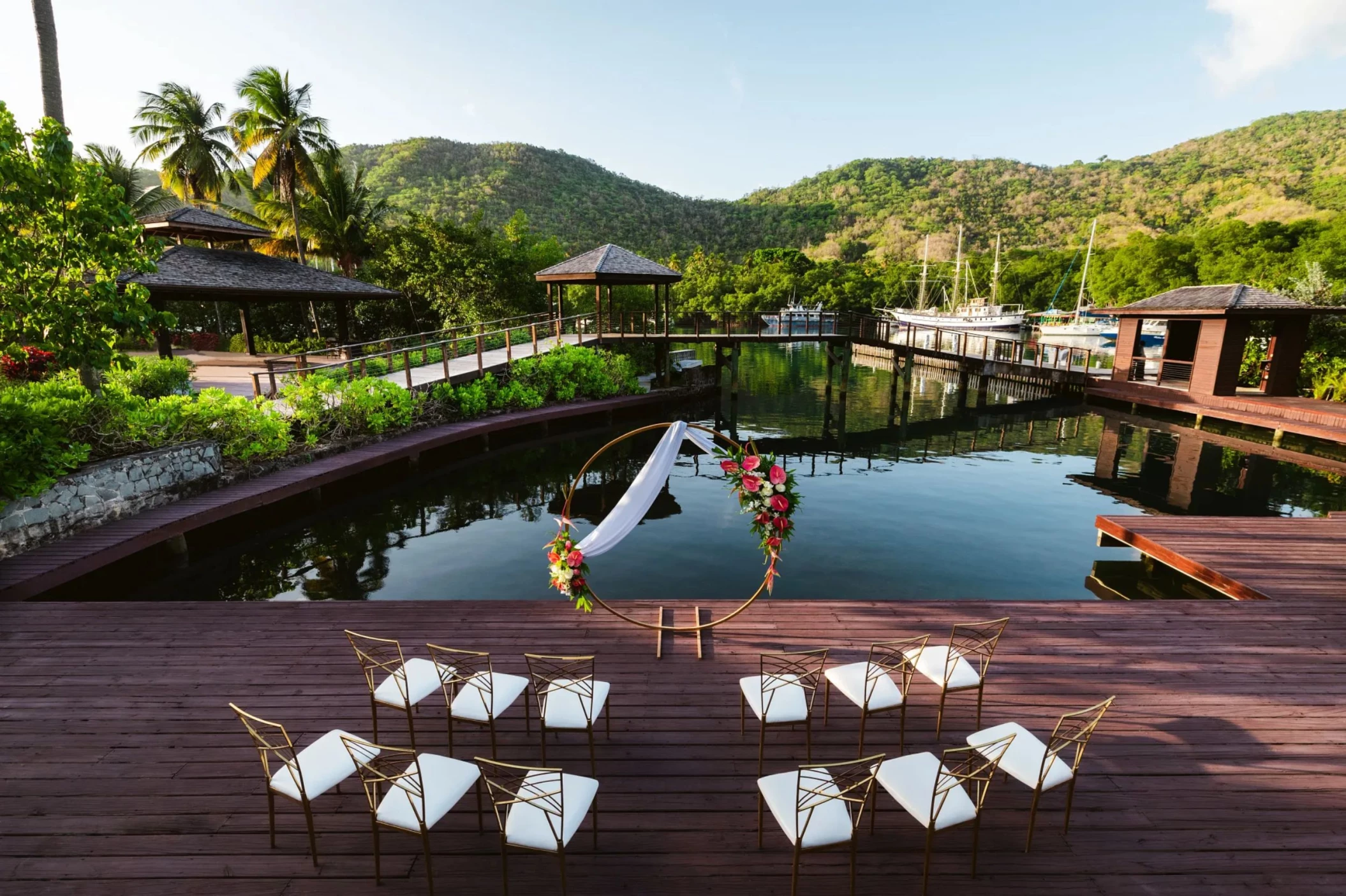 palm pavilion deck venue at Zoetry Marigot Bay St. Lucia