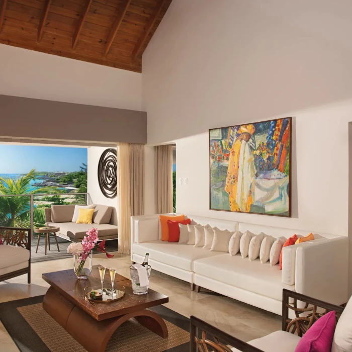 living area of the master suite at Zoetry Montego Bay