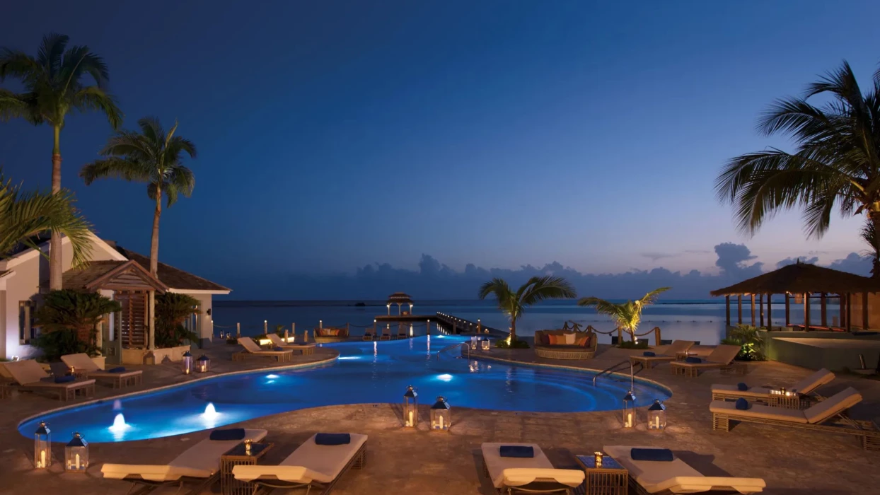 main pool at dusk at Zoetry Montego Bay