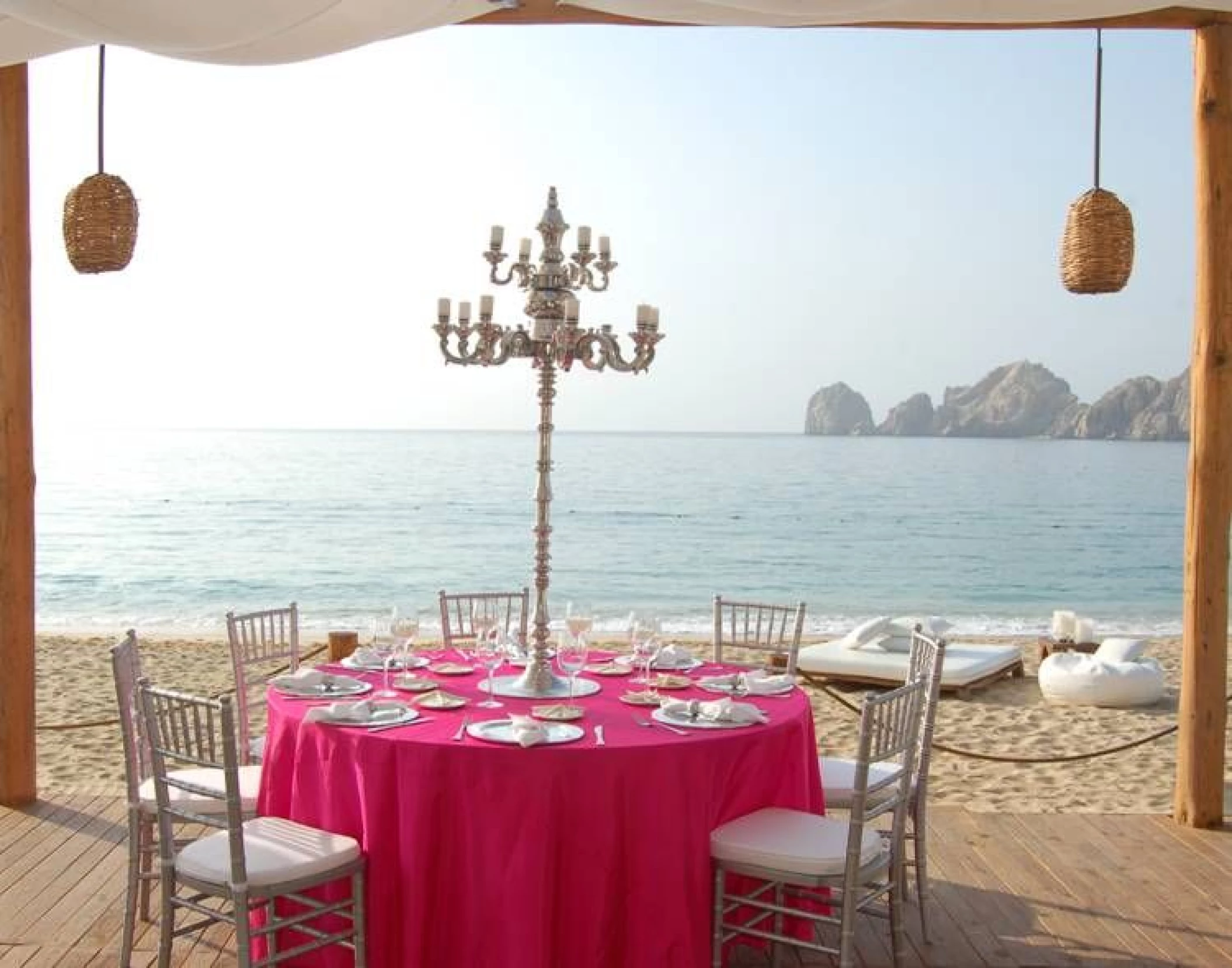 Dinner decor on funky geisha at ME Cabo