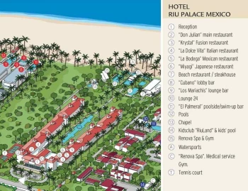 Resort map of Riu Palace Mexico