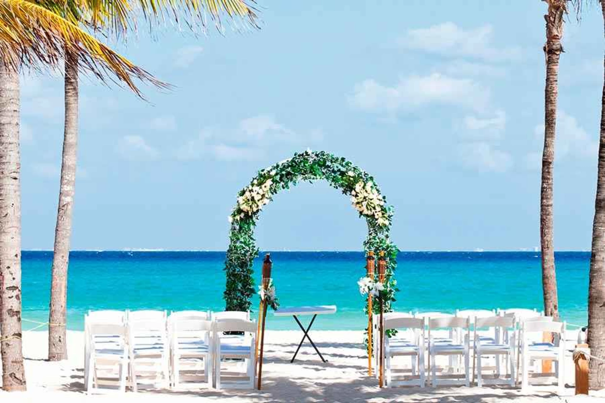 Ceremony decor on the beach at Riu Palace Mexico