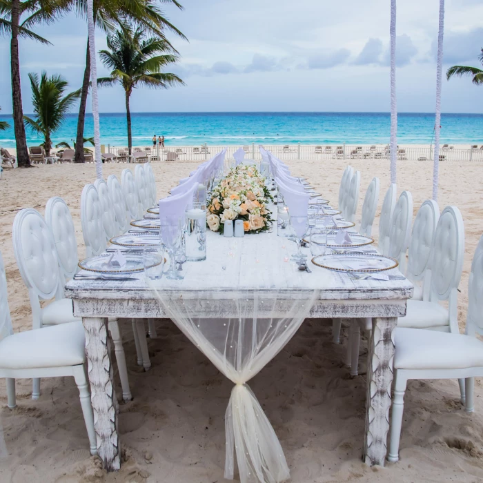 Dinner decor on the beach at Riu Palace Resort