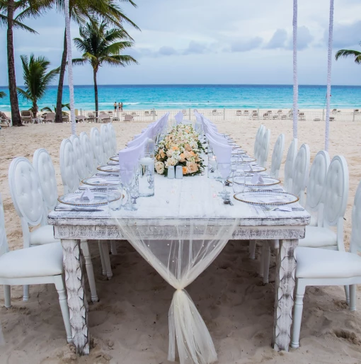 Dinner decor on the beach at Riu Palace Resort