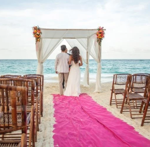 Ceremony decor on the beach at Riu Palace Yucatan