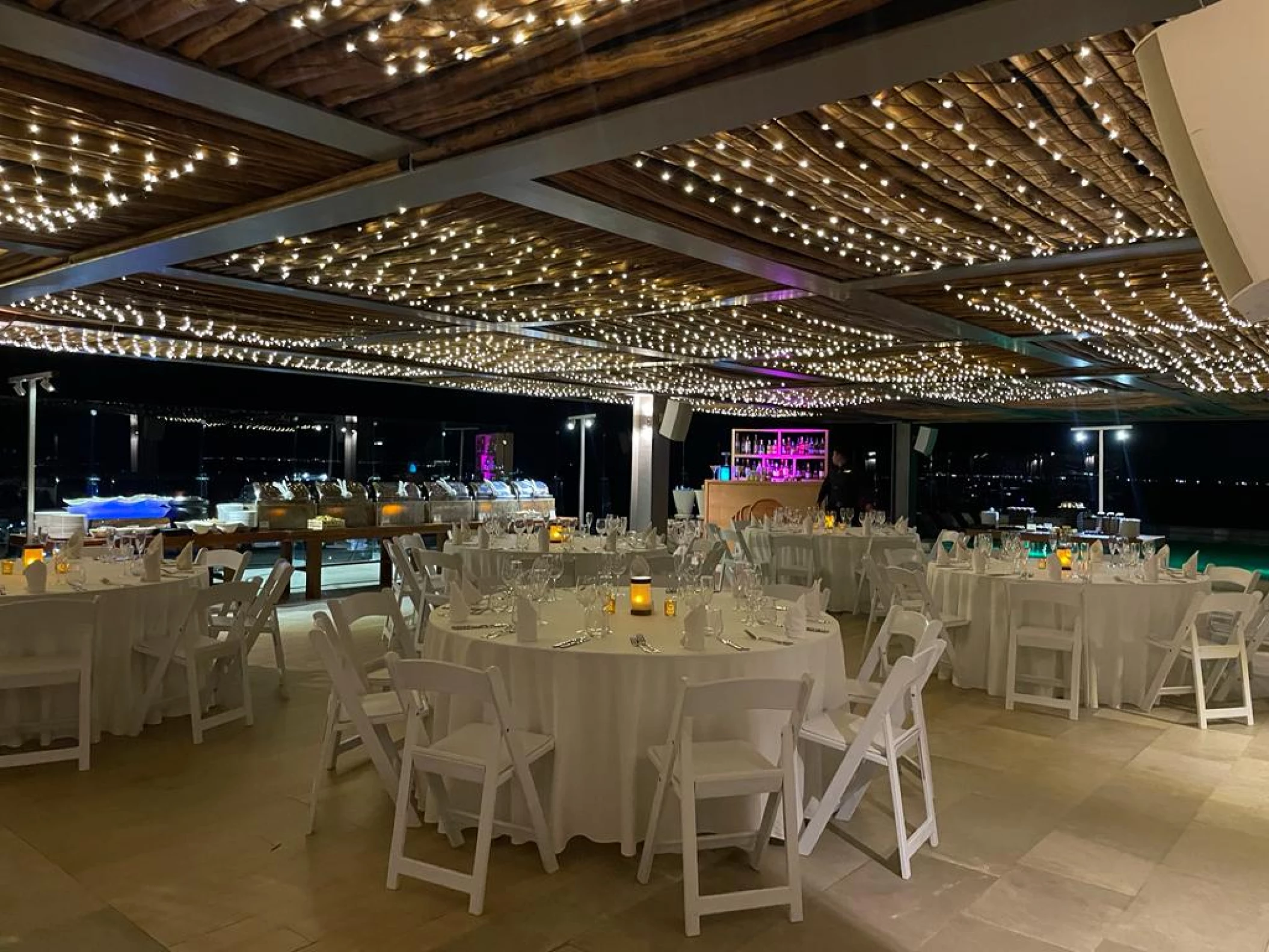 Buffet reception on Infinity Pool Rooftop Venue at Dreams Vista Cancun Golf and Spa