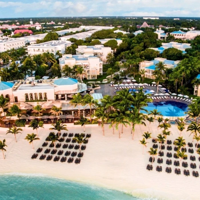 Royal Hideaway Playacar resort and beach aerial view