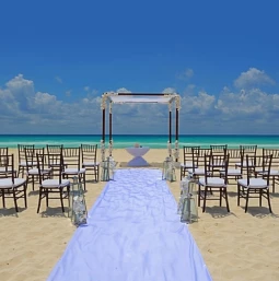 Royal Hideaway Playacar beach wedding venue with chairs