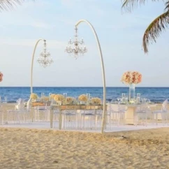 Ceremony decor on the beach at Royal Hideaway Playacar