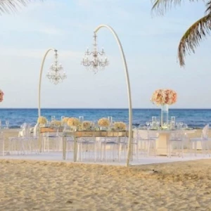 Ceremony decor on the beach at Royal Hideaway Playacar