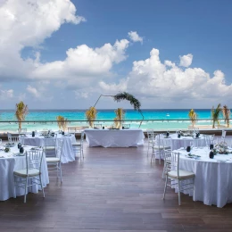 Sunrise terrace wedding venue at Royalton Chic Cancun