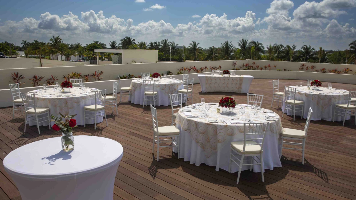 Sunset terrace wedding venue at Royalton Chic Cancun