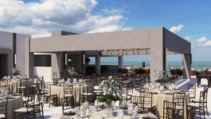 Dinner reception on grazie overview terrace  at Royalton splash riviera cancun