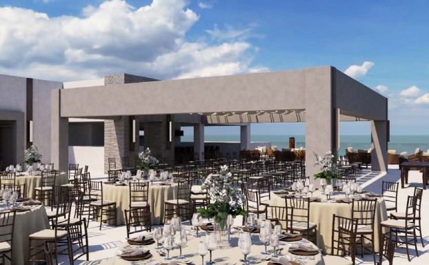 Dinner reception on grazie overview terrace  at Royalton splash riviera cancun