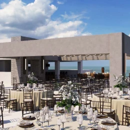 Dinner reception on grazie overview terrace  at Royalton splash riviera cancun