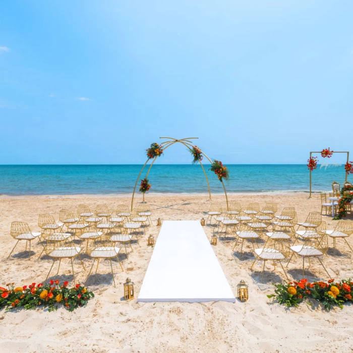 Royalton Splash Riviera Cancun Wedding ceremony setup at the beach