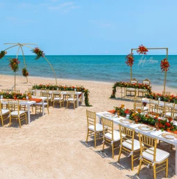 Royalton Splash Riviera Cancun Wedding ceremony setup at the beach