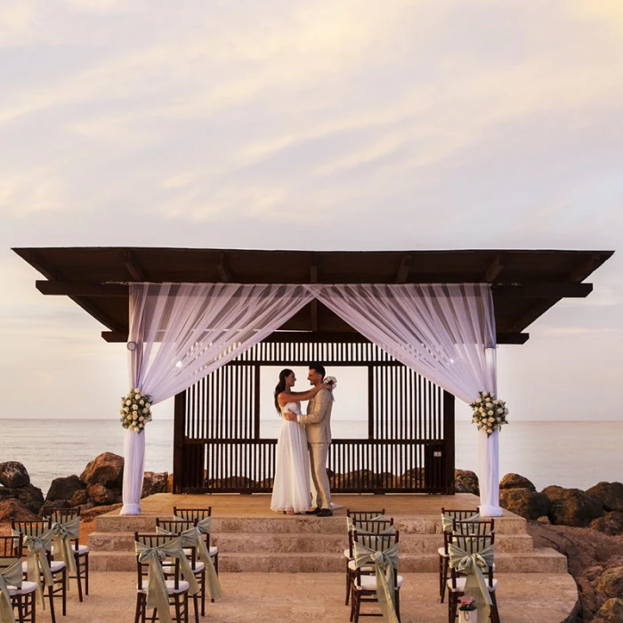 Destination Wedding in Ocean Gazebo Wedding Venue at Royalton Blue Waters.