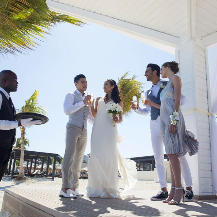 Destination Wedding at Beach Gazebo in Royalton Blue Waters.