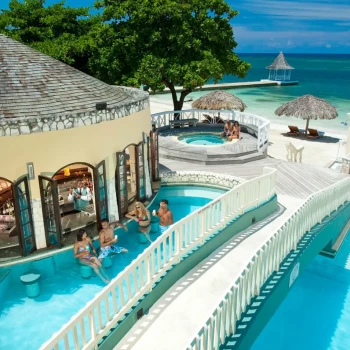 Aerial view of the pools at Sandals Montego Bay